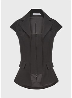 Black Structured Vest-Detail Top