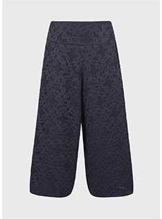 Navy Blue Lace Wide-Leg Gaucho Pant