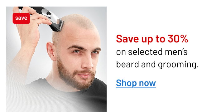 Save up to 30% on selected mens beard and grooming