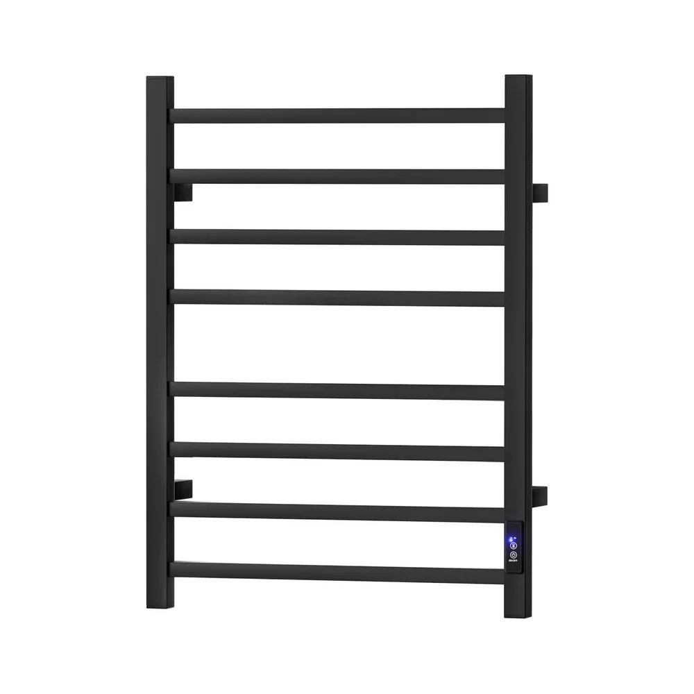 Heated Towel Rail 8 Square Bars with Timer Electric Heater Warmer Rack