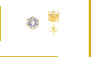Multi-Pack 14K Gold-Plated CZ Hexagon Stud Earrings 6 Pair - 20 Gauge