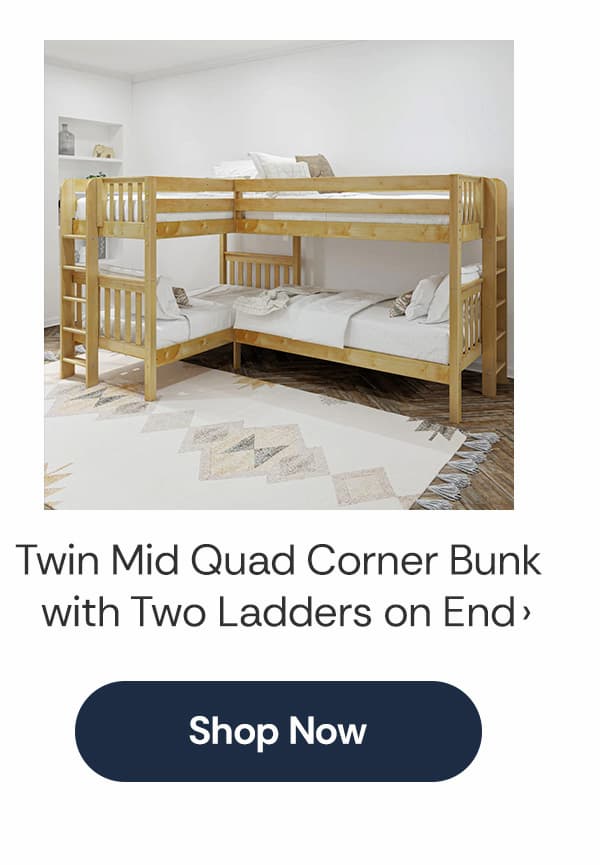 Twin Mid Quad Corner Bunk with Two Ladders on End