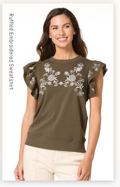 Shop Ruffled Embroidered Sweatshirt