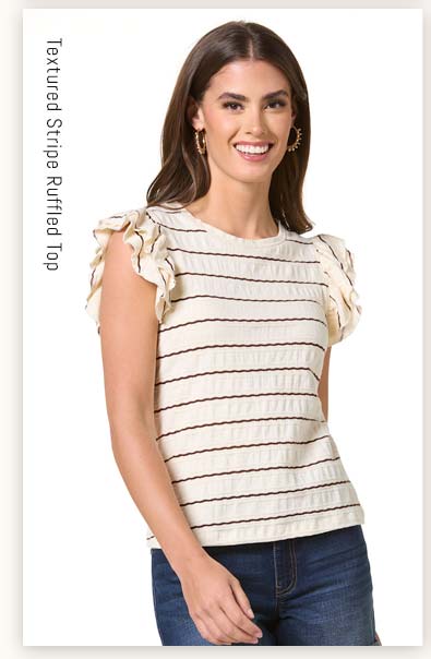 Shop Textured Stripe Ruffled Top