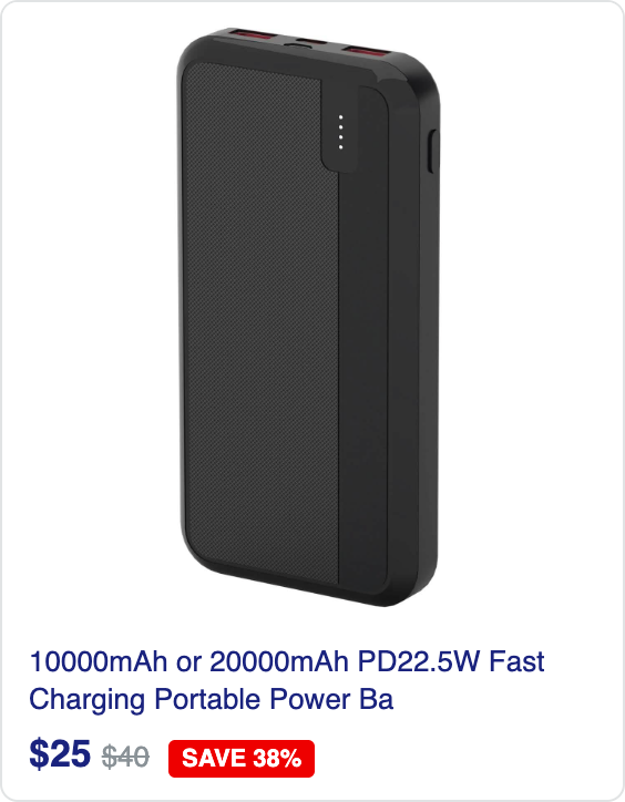 10000mAh or 20000mAh PD22.5W Fast Charging Portable Power Bank