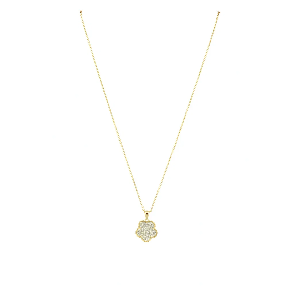 Image of Adeline Clover Pave Pendant Necklace