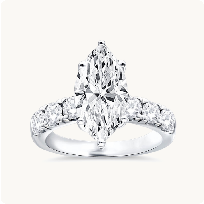 Marquise-Cut Lab Grown 4ctw. Diamond Straight Band Engagement Ring in 14k White Gold 7457995