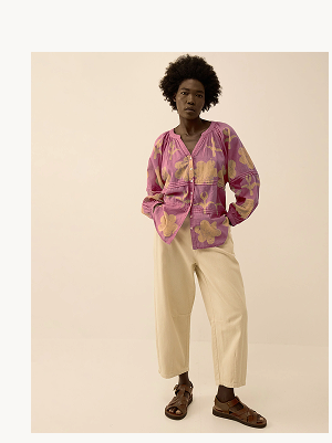 Hendrix Batik Floral Top Purple