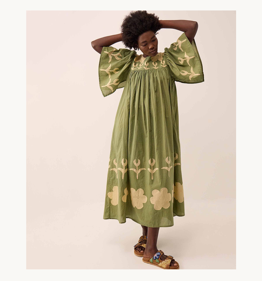 Trixie Batik Printed Florals Dress Green