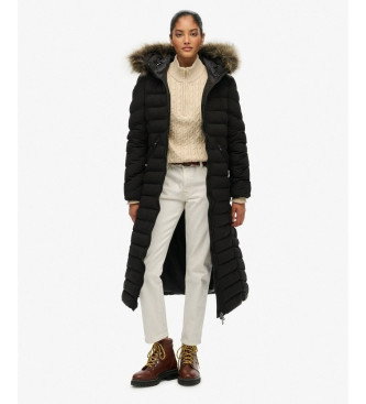 Abrigo Fuji faux fur longline negro