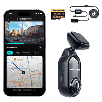 Nextbase Piqo 2K Dashcam with 64GB MicroSD Card and Piqo Quick Connect Cable