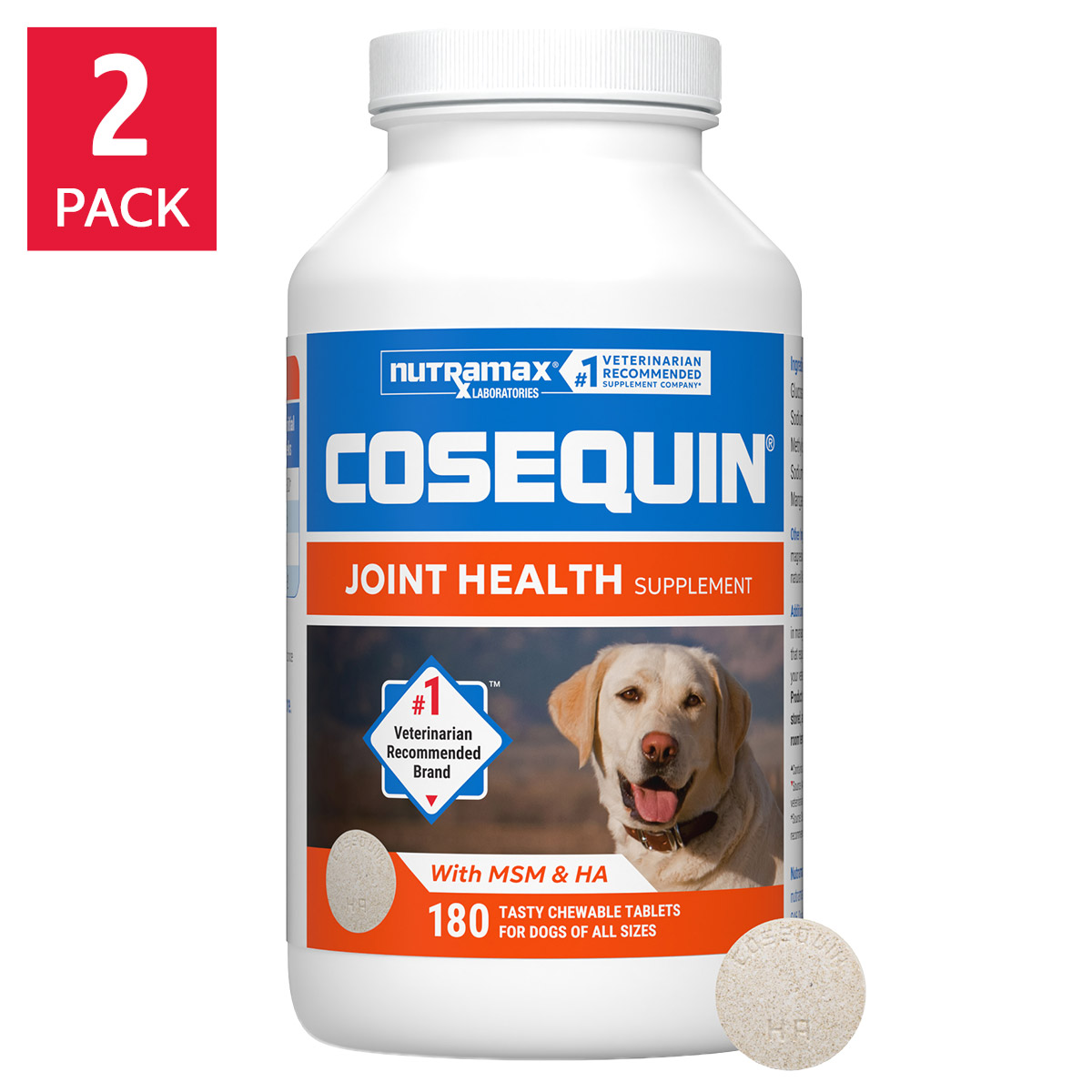Nutramax Cosequin Joint Health Supplement Plus MSM and HA, 180ct Tablets, 2-pack