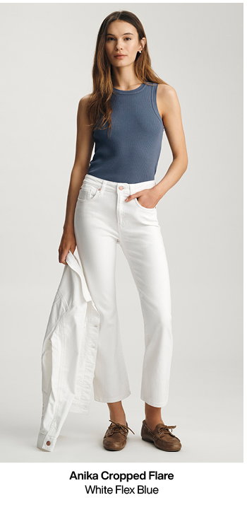 Anika Cropped White Flex Blue