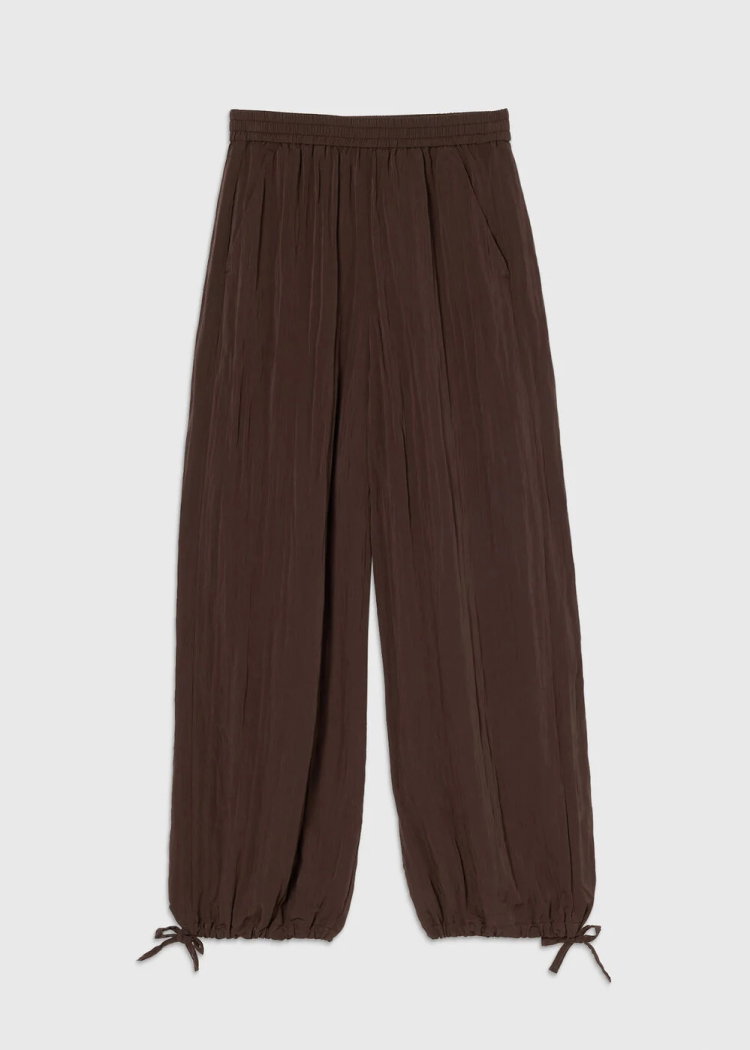 Brown Balloon Tie Hem Trousers