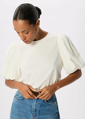 Ivory Puff Sleeve Detail Tee