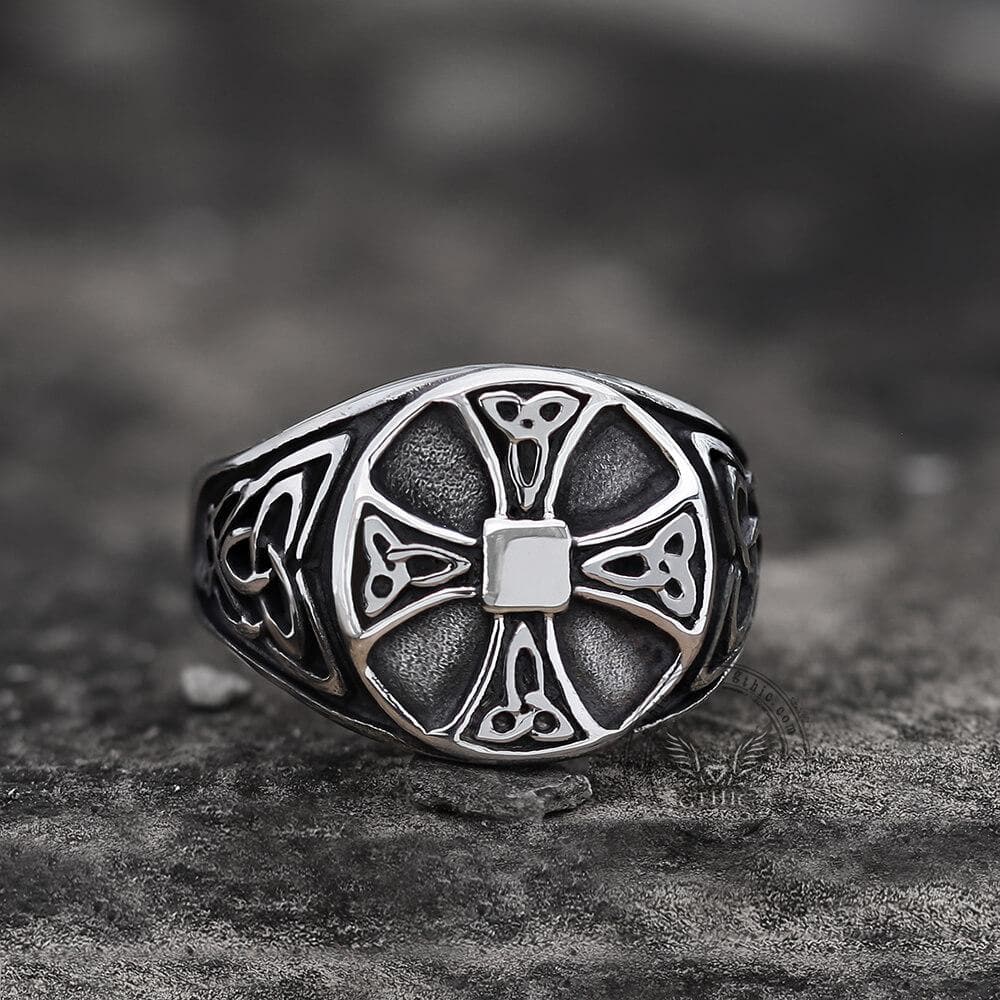 Image of Celtics Knot Cross Stainless Steel Viking Ring