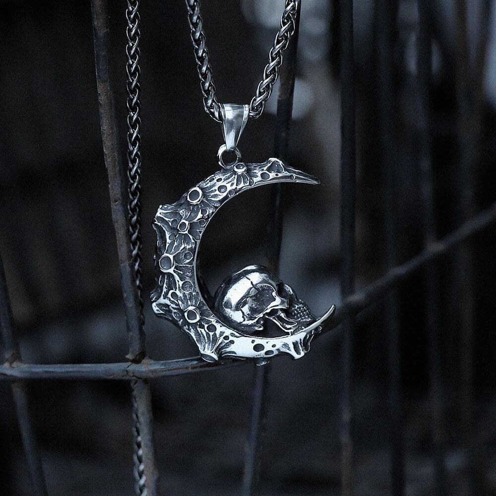 Image of The Moon and Skull Stainless Steel Pendant