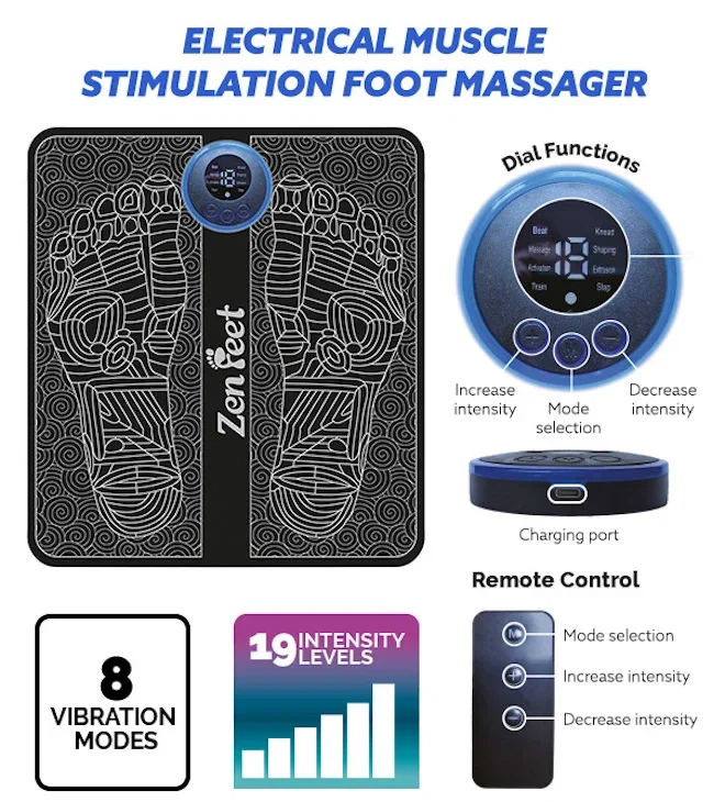 Electrical muscle stimulation foot massager