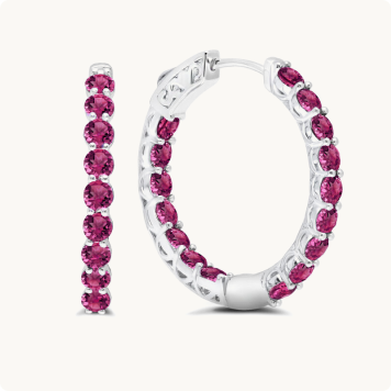 Ruby Inside-Out Hoop Earrings in Sterling Silver