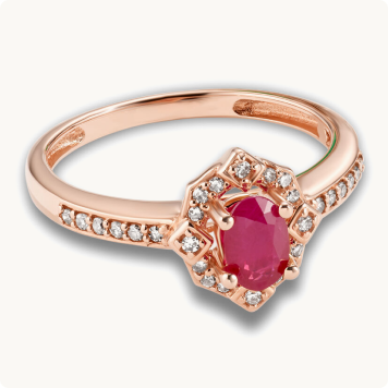 Oval Ruby & Diamond Ring in 10k Rose Gold