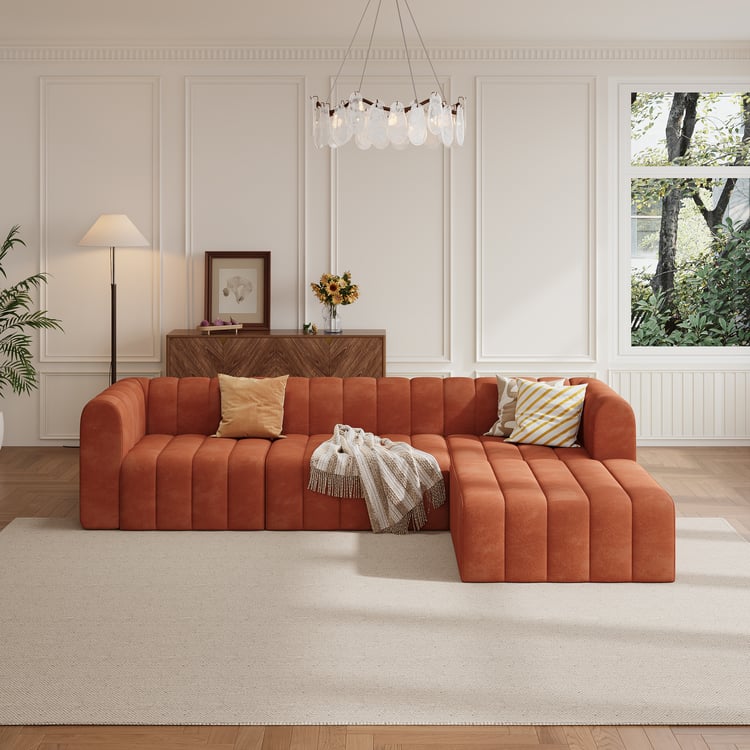 119" 4-Piece Velvet Channel Tufted Upholstered Modular Sectional Sofa