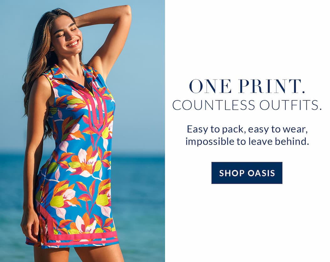 Shop best-selling sun protection in our popular Sunset Oasis print.