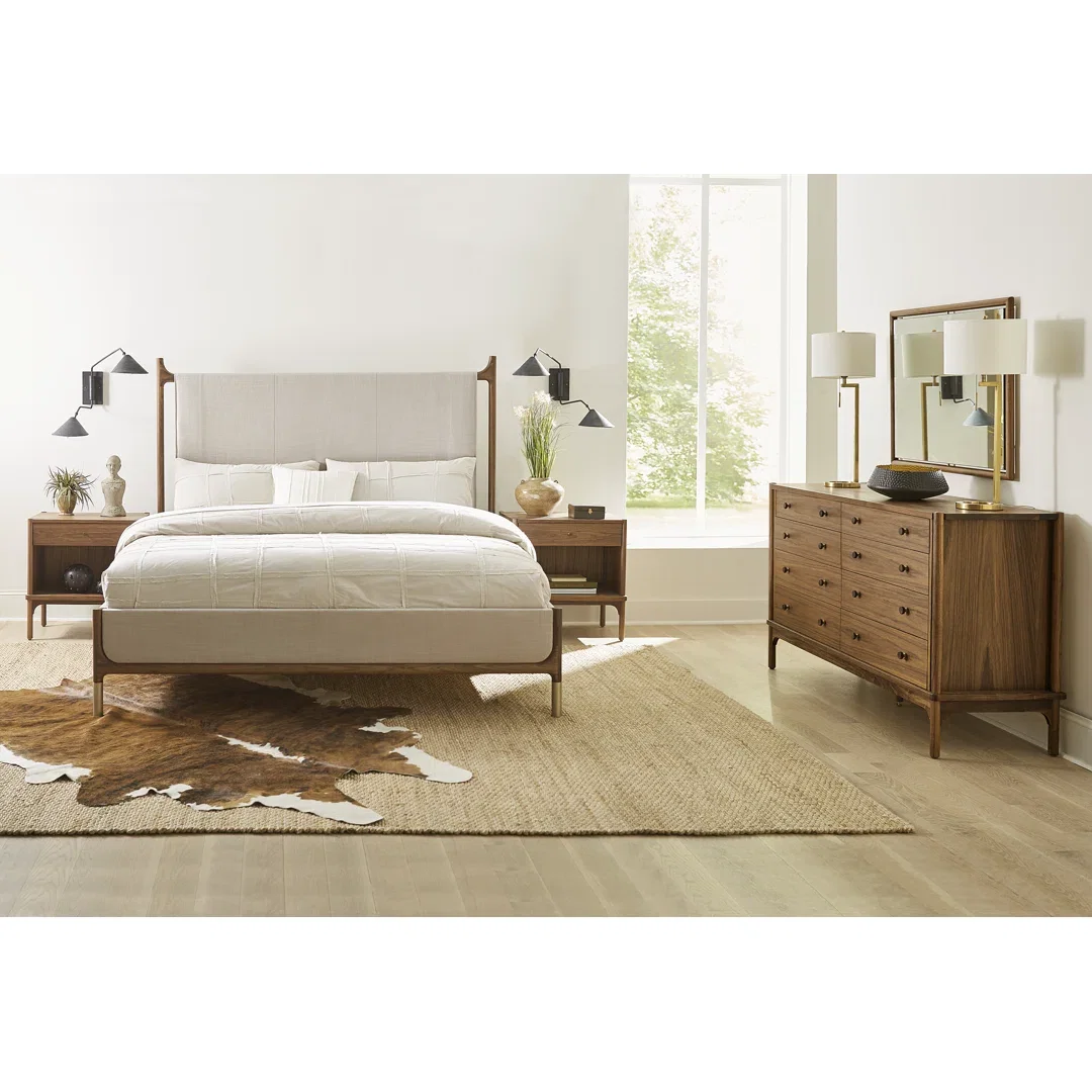 Walnut Grove Solid Wood Upholstered Bed