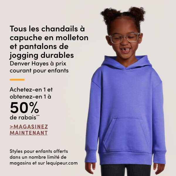 Tous les chandails à capuche en molleton et pantalons de jogging durables Denver Hayes à prix courant pour enfants achetez-en 1 et obtenez-en 1 à 50% de rabais*