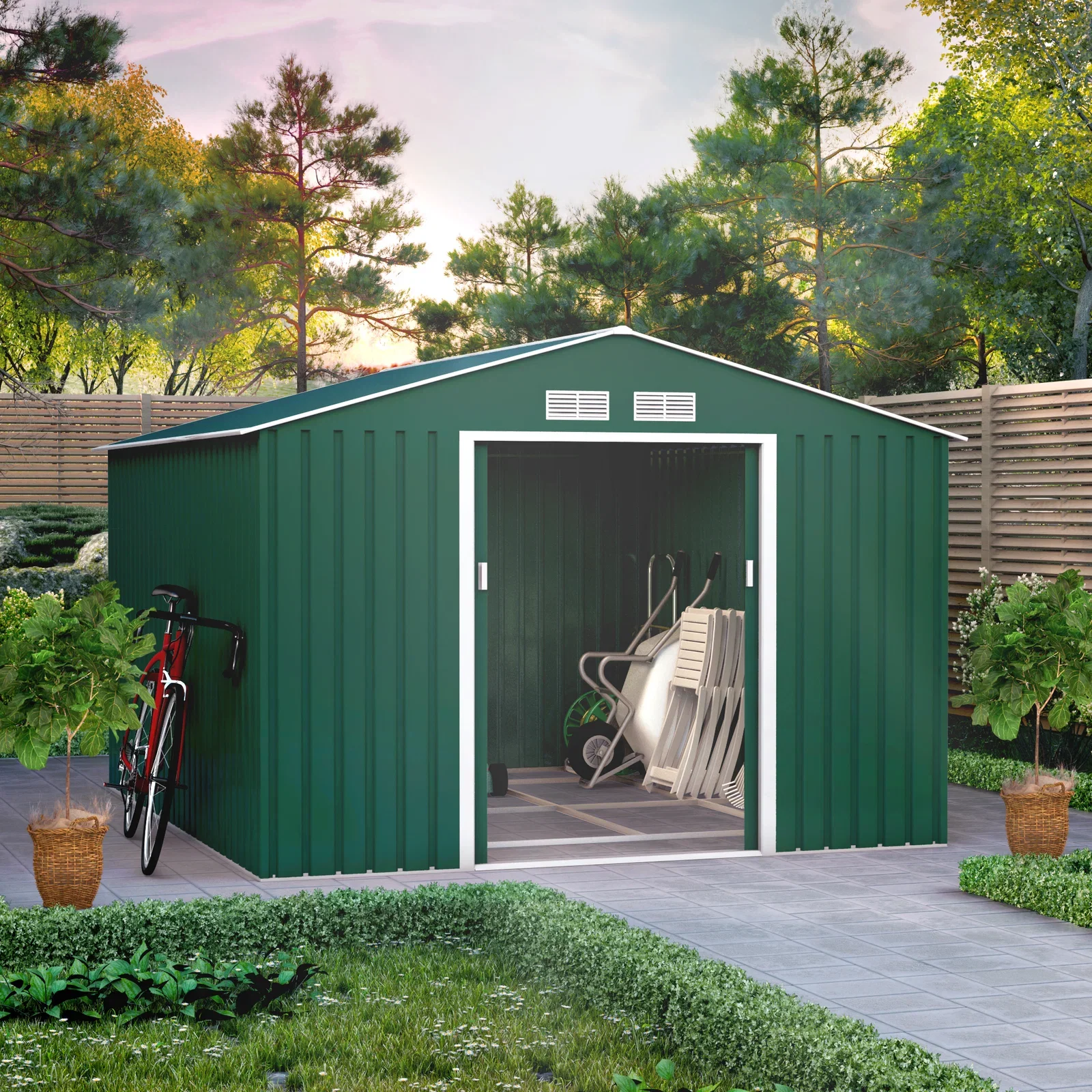 Image of BillyOh Ranger Apex Metal Shed With Foundation Kit