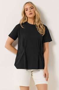 LTS Tall Black Pleat Front Cotton T-Shirt