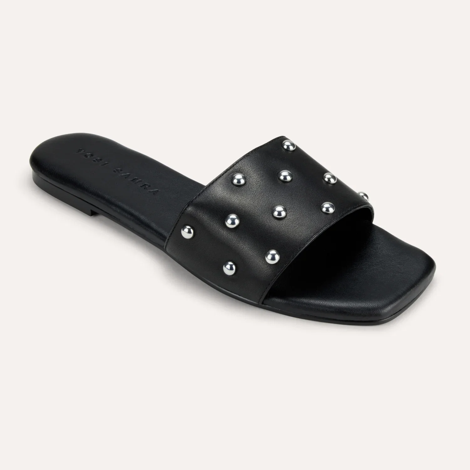 Harley Studded Slide Sandal in Black Leather