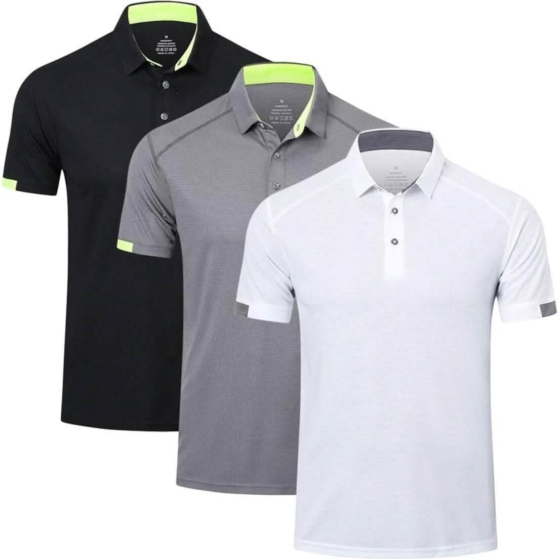 Image of 3-Pack: Men's Short Sleeve Breathable Quick Dry Golf Polo Shirts
