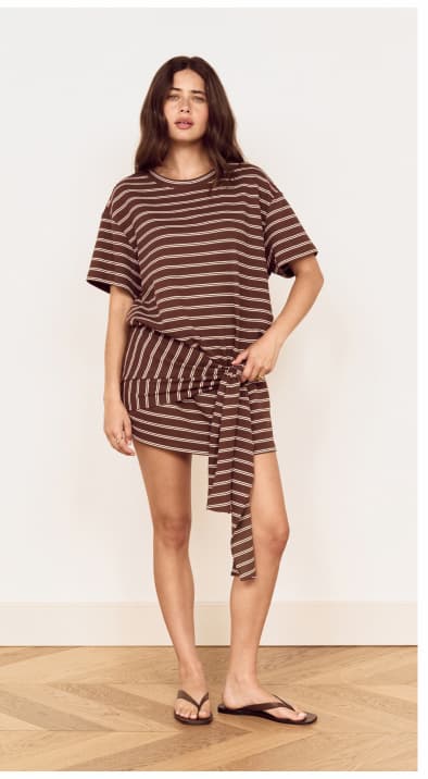 Striped Tie Waist Jersey Mini Dress