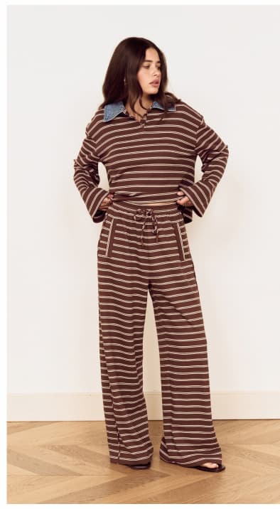 Stripe Relaxed Drawstring Jersey Pant
