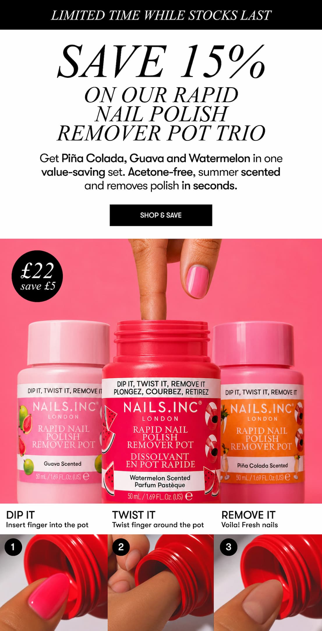 Shop Summer Scents Nail Polish Remover Trio