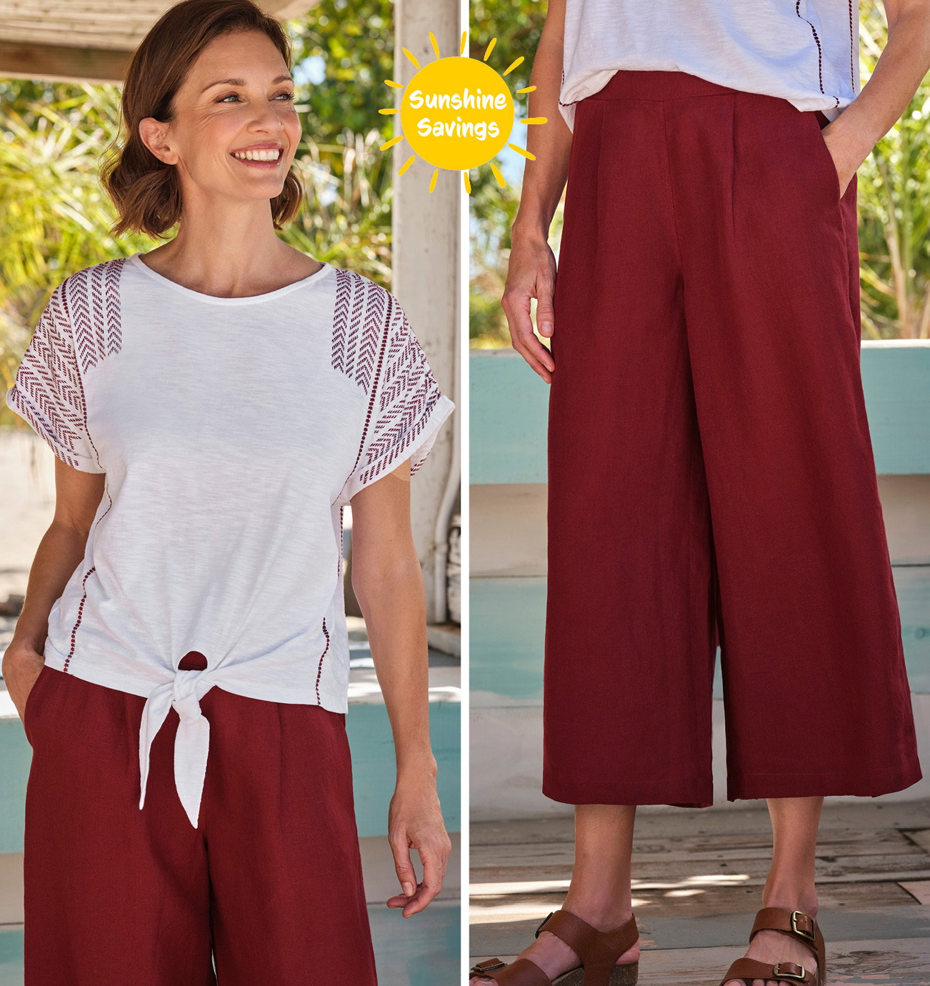 Tie Hem Embroidered Top