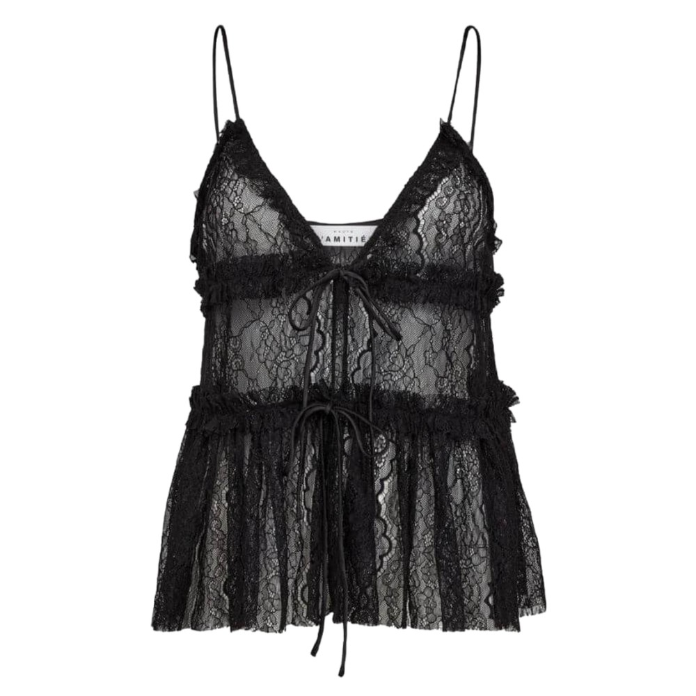 Image of New Lace Tie Top - Black