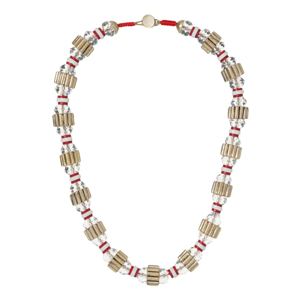 Image of Crimp Necklace - Gold & Red