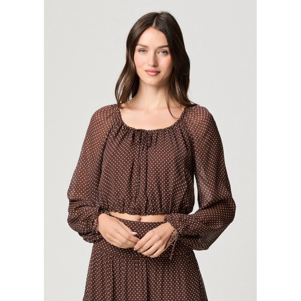 Image of Capricorn Polka Dot Blouse - Mahogany