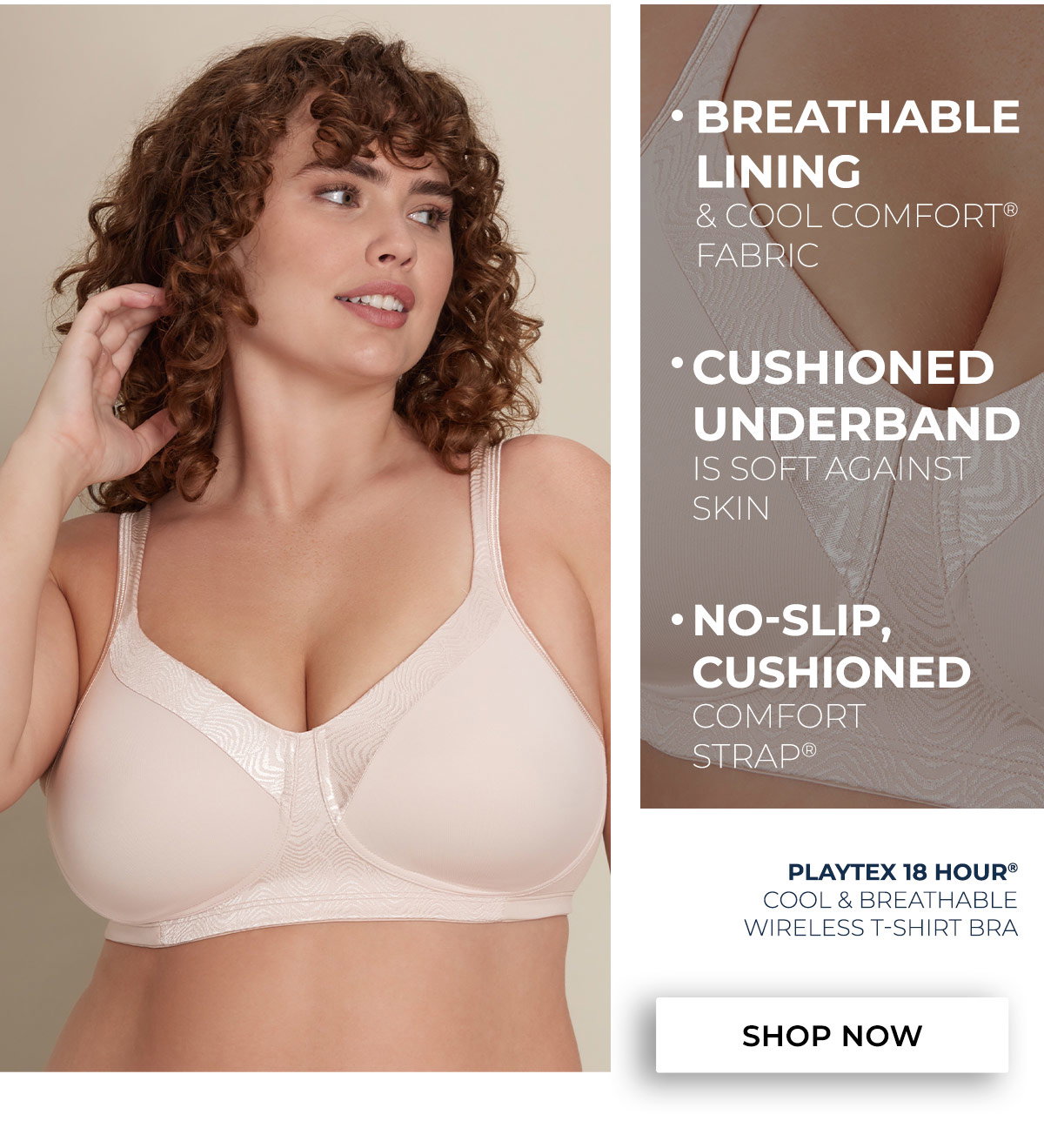 Playtex 18 Hour Cool & Breathable Wireless T-Shirt Bra