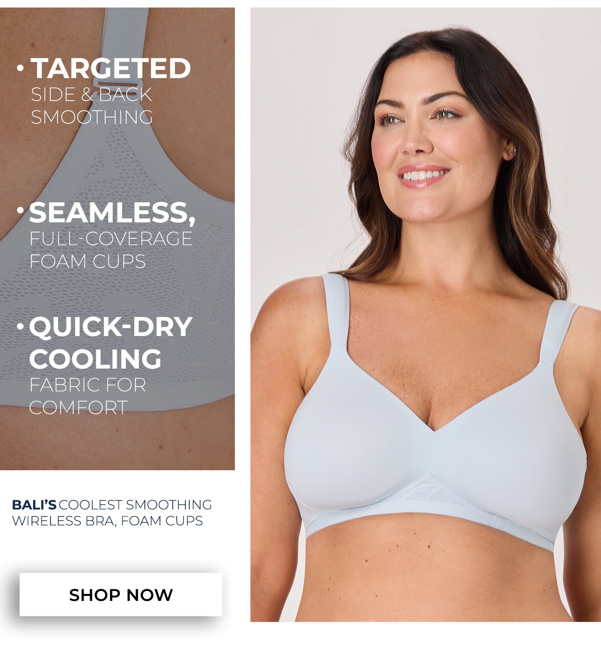 Bali Women's Coolest Smoothing Wireless Bra, Foam Cups