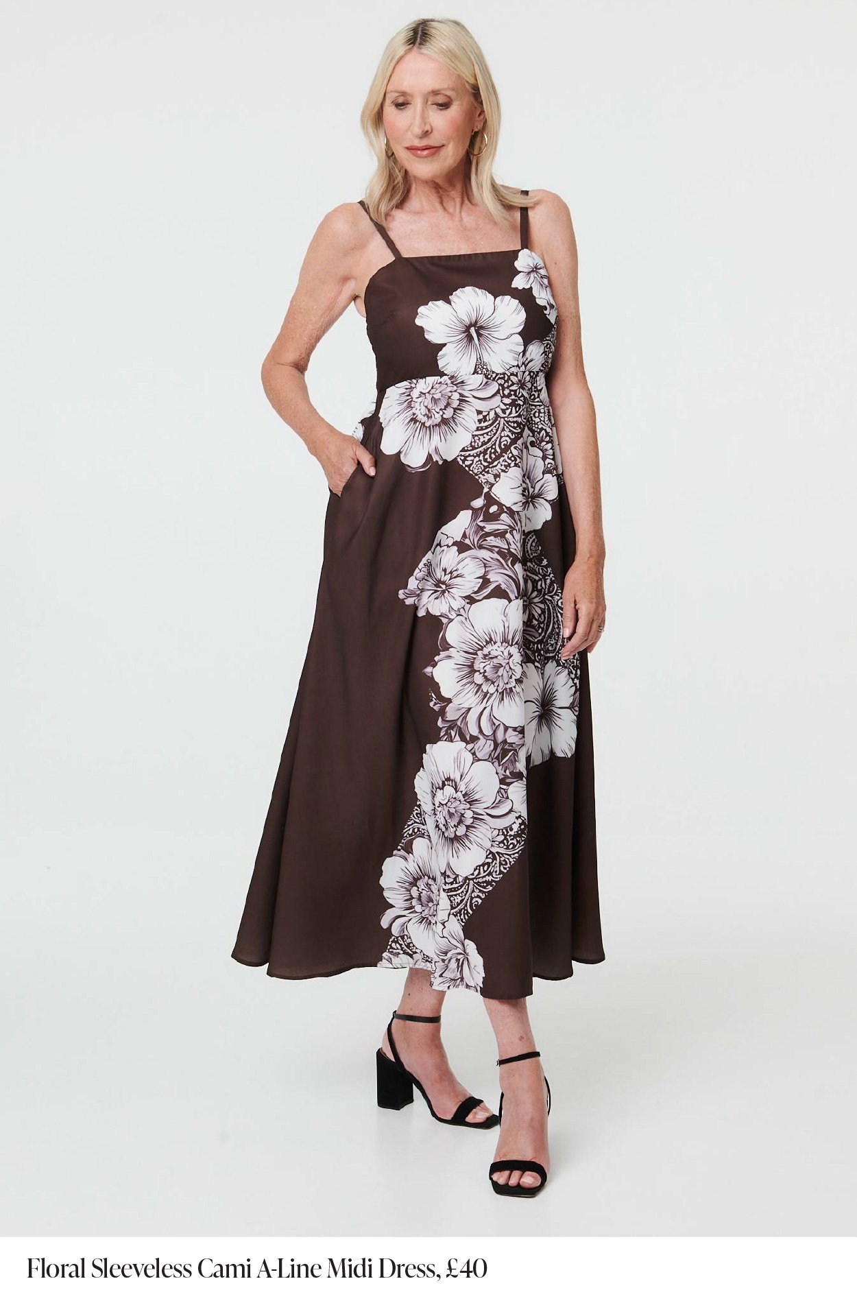 Floral Sleeveless Cami A-Line Midi Dress | Shop Now