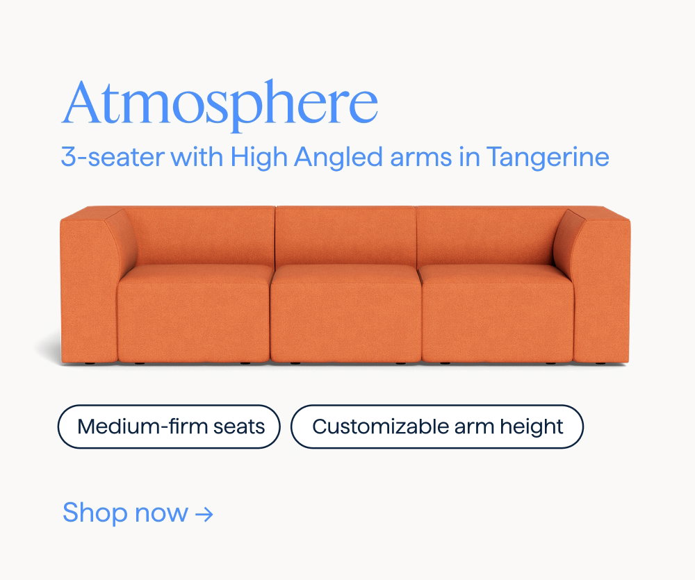 Atmosphere. 3-seater with High Angled arms in Tangerine. Medium-firm seats | Customizable arm height. Shop now.