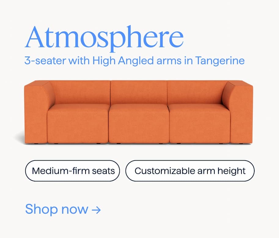 Atmosphere. 3-seater with High Angled arms in Tangerine. Medium-firm seats | Customizable arm height. Shop now.