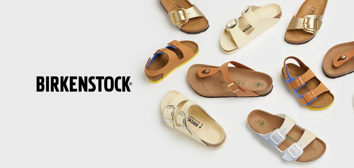 Colección de sandalias con diversos diseños en marrón, tostado, blanco y amarillo, con diferentes estilos y texturas de correas.