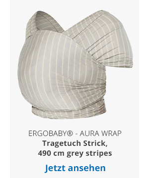 Ergobaby® - AURA WRAP Tragetuch Strick, 490 cm grey stripes