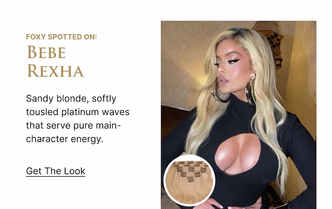 FOXY SPOTTED ON: Bebe Rexha | Sandy blonde, softly tousled platinum waves that serve pure main-character energy.
