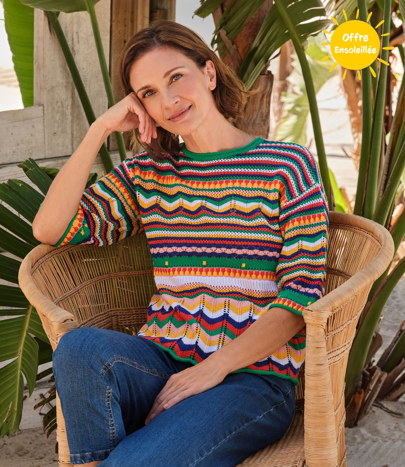 Pull ample à rayures - Femme - 100 % coton