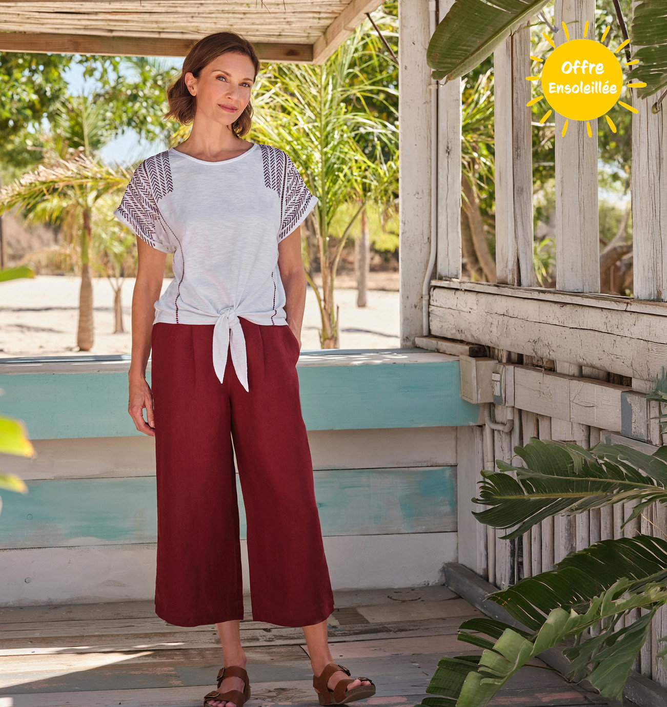 Culotte en lin à dos élastique