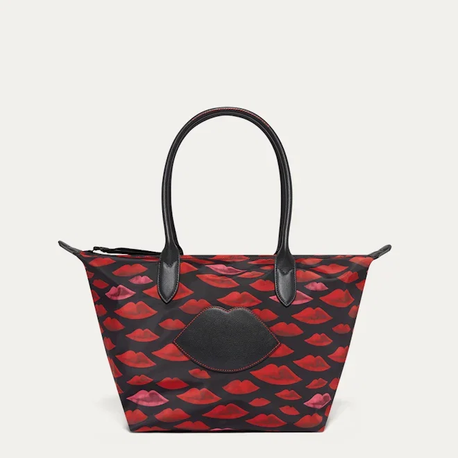 MULTI WATERCOLOUR LIP OH LU LU LARGE TOTE BAG